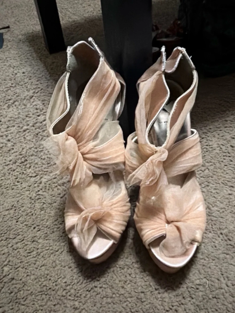 Steve Madden Blush Pink Sheer Knot Peep-Toe Heels
